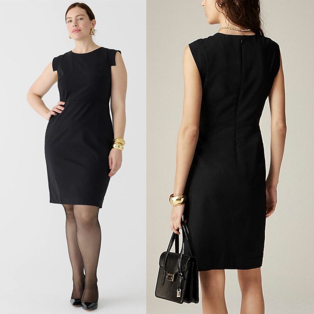 J.Crew Resume Dress in Italian Wool Blend Black 4P Professional Classic